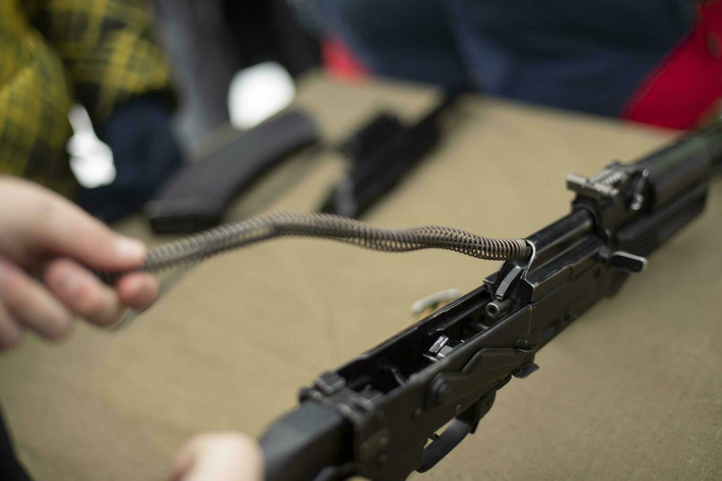 Arms. Firearm disassembly. Military training in Russia. photo