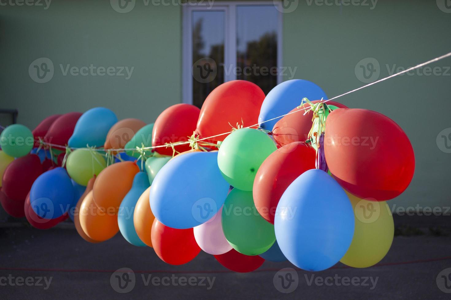 Balloons on rope. Decoration of inflatable balloons. photo