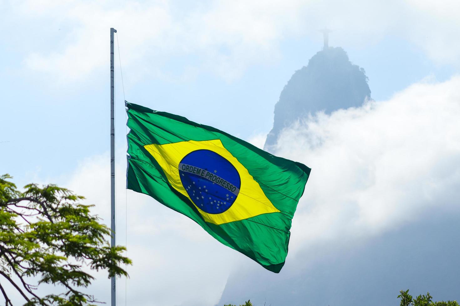 Rio de Janeiro, RJ, Brazil - 10th of December 2022 - Brazilian flag waving at the Holocaust Memorial, opened on 7th December 2022 at Pasmado Belvedere, Botafogo district. photo