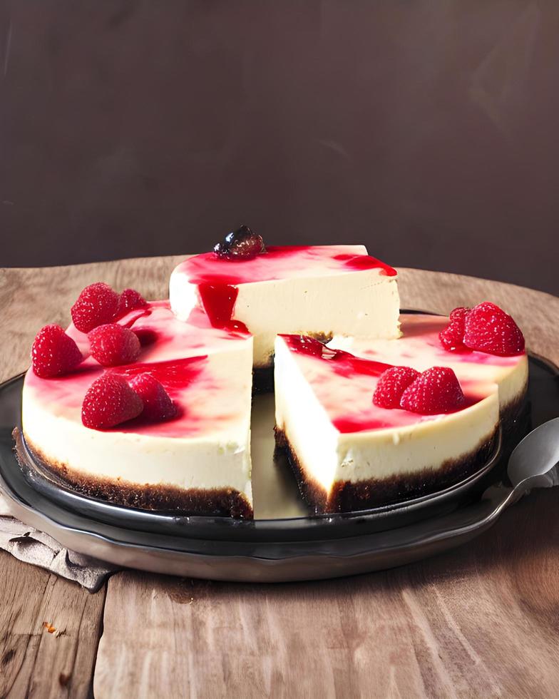 Cheesecake with cherry photo