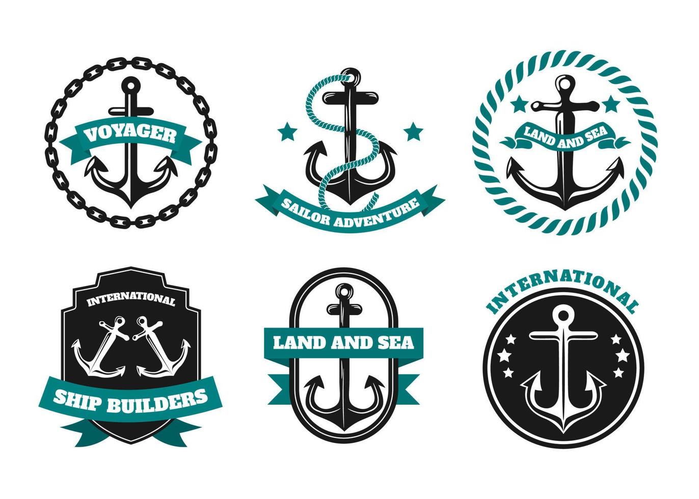 Ship Anchor Logo Collection vector