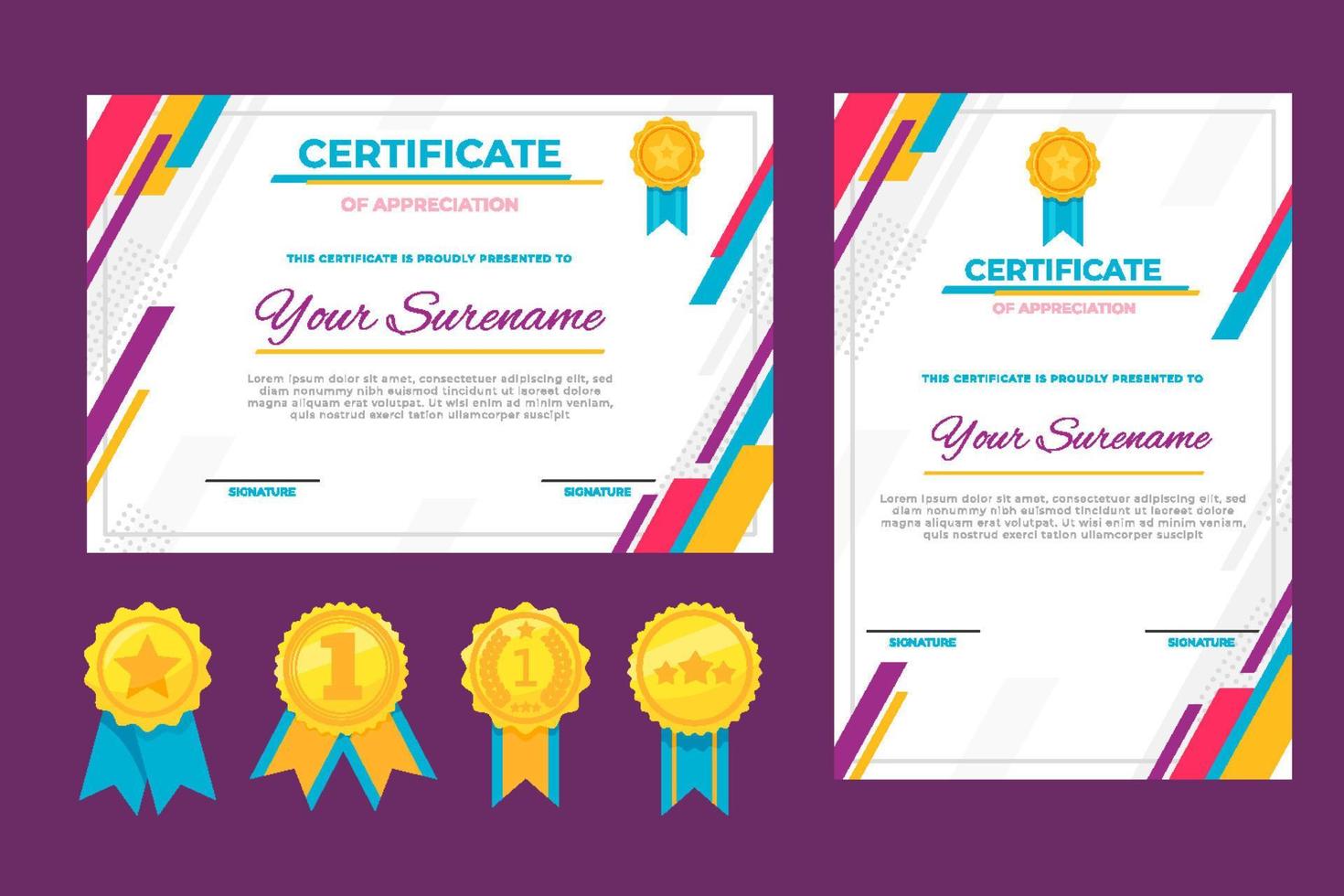 Flat Modern Certificate of Appreciation Template vector