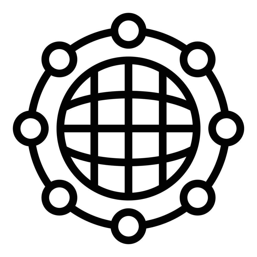 Global network icon, outline style vector
