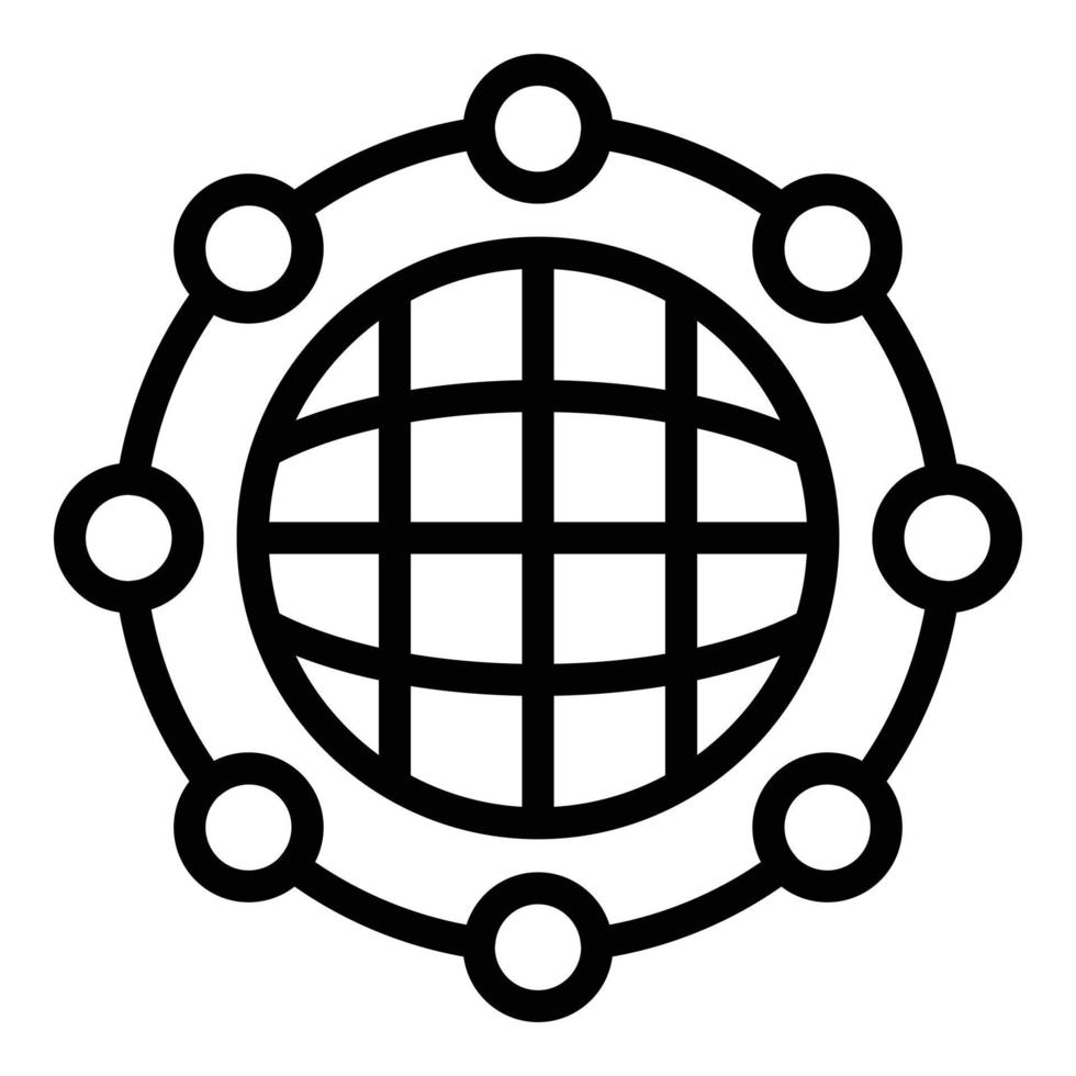 Global network icon, outline style vector