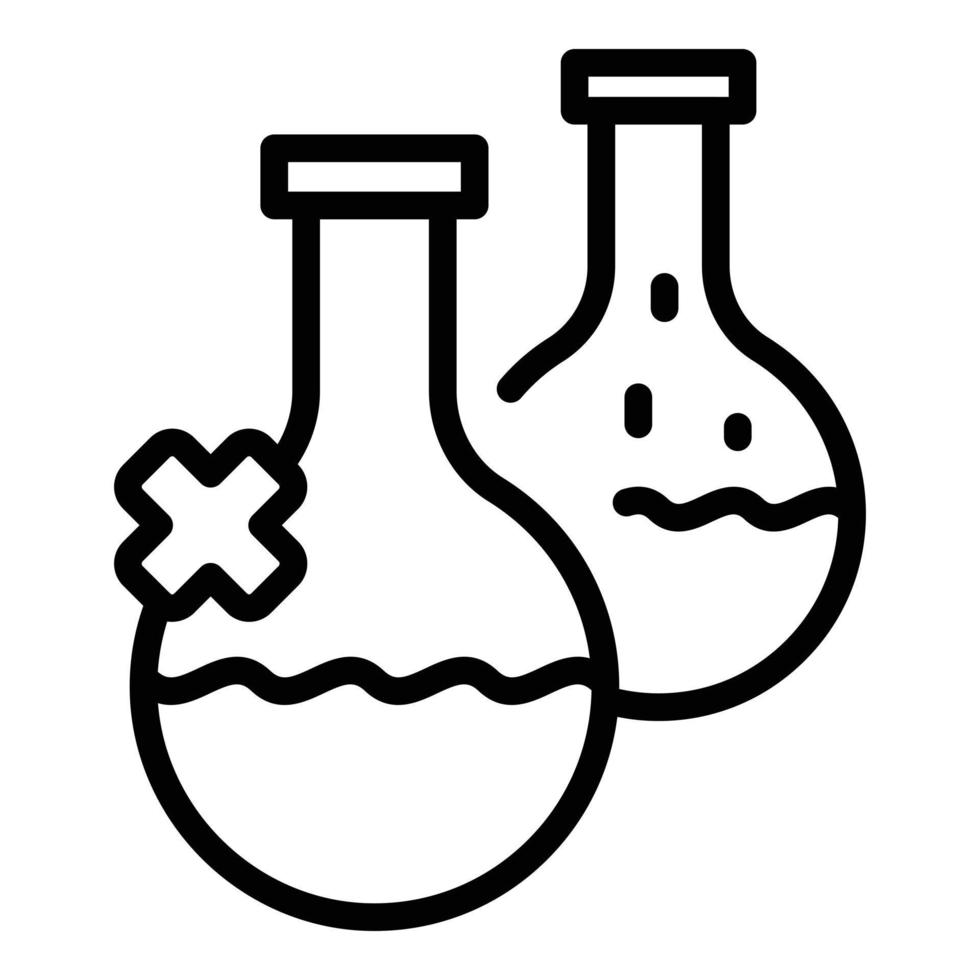 Analysis water flask icon, outline style vector