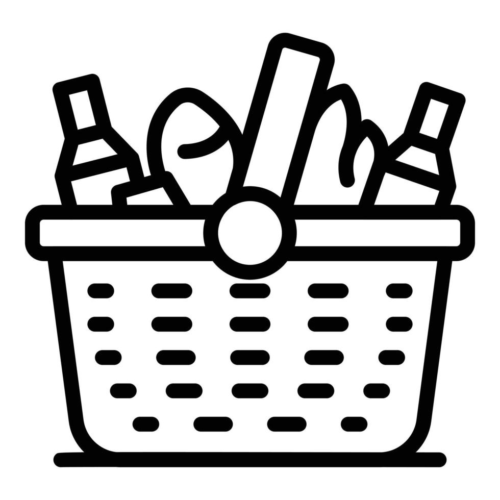 Leisure picnic basket icon, outline style vector