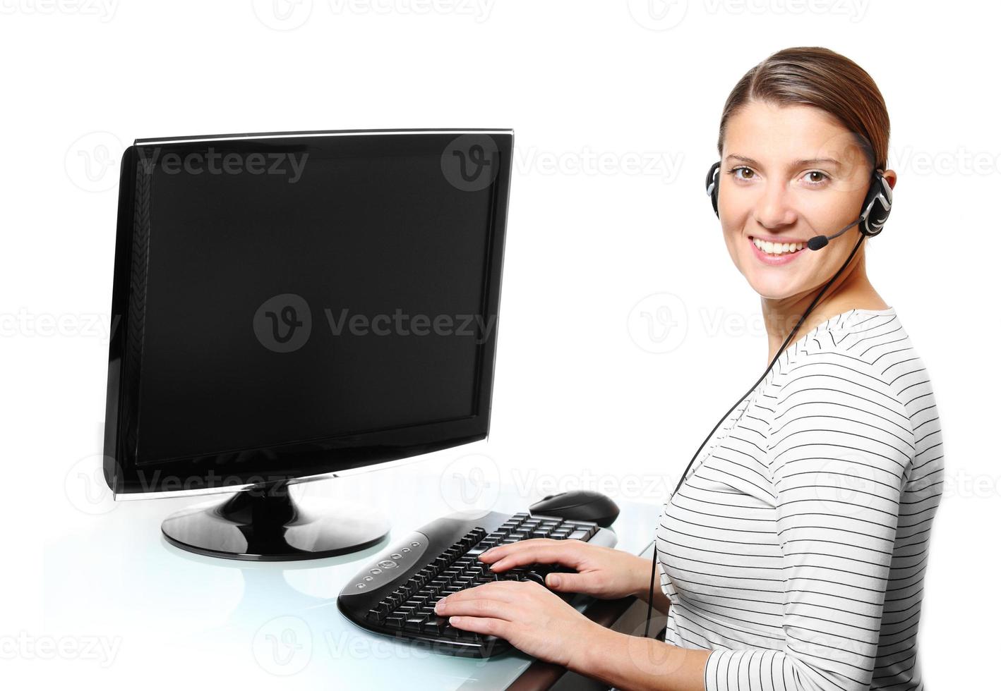 Young woman in a call center photo