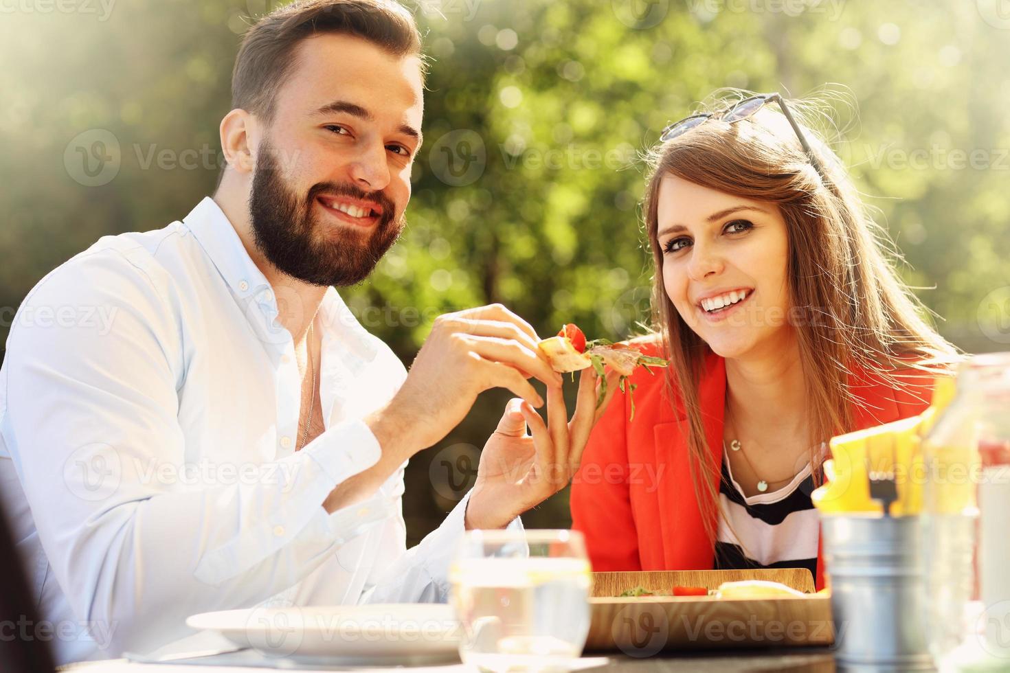 Young couple in restaurant photo