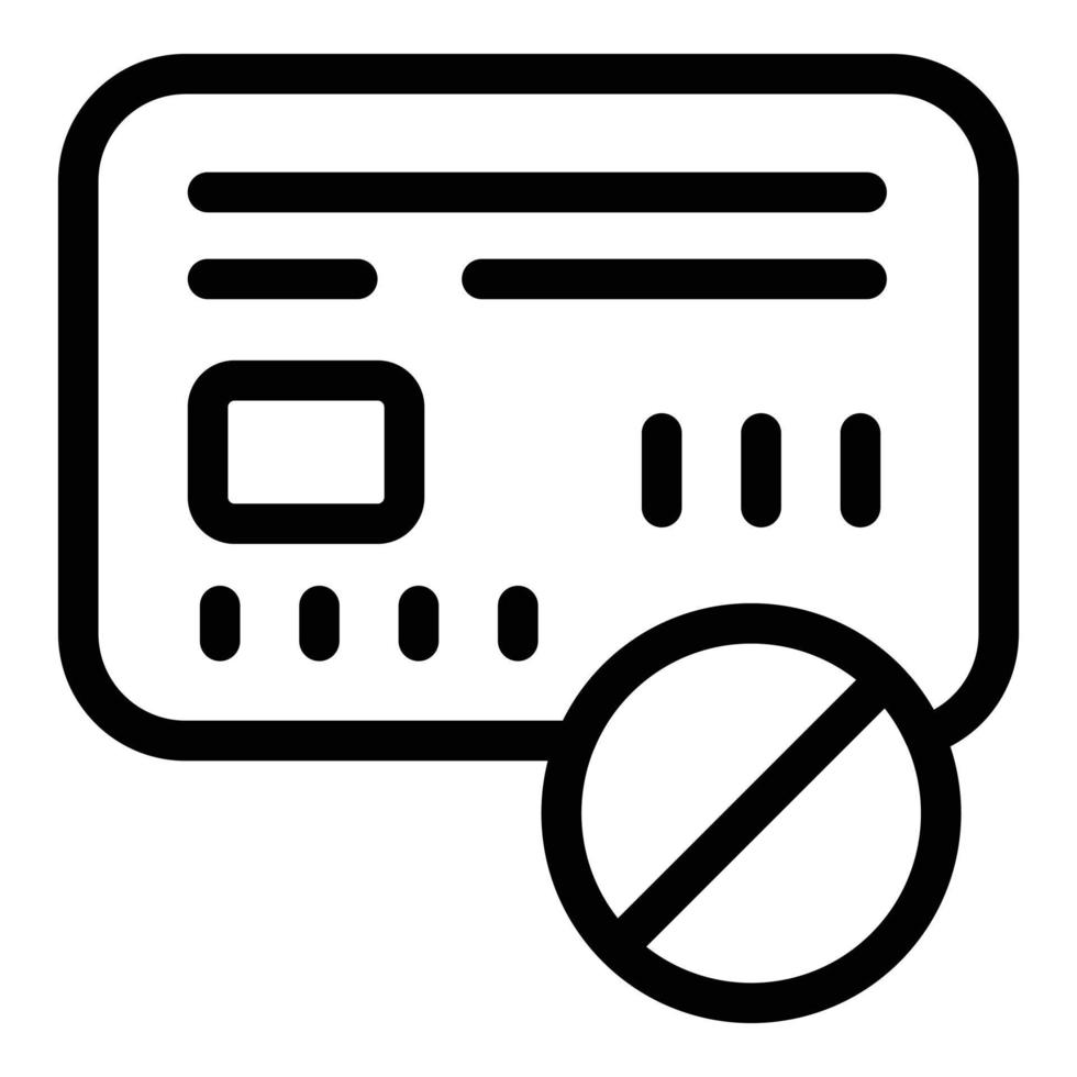 Credit card reject payment icon, outline style vector