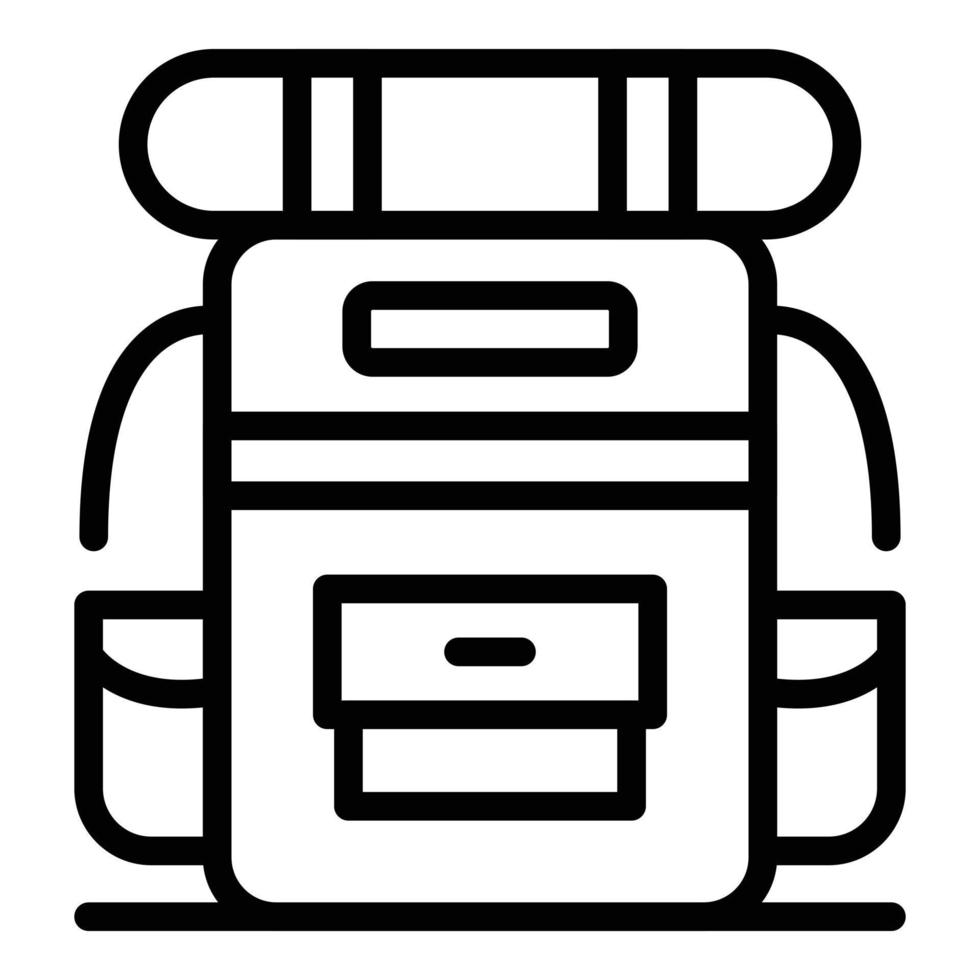 Tourist backpack icon, outline style vector