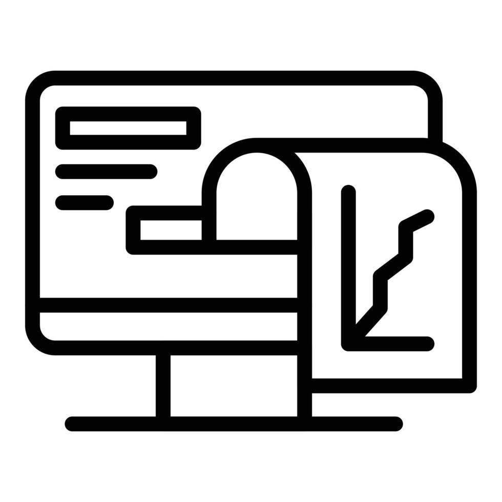 Printing report icon, outline style vector