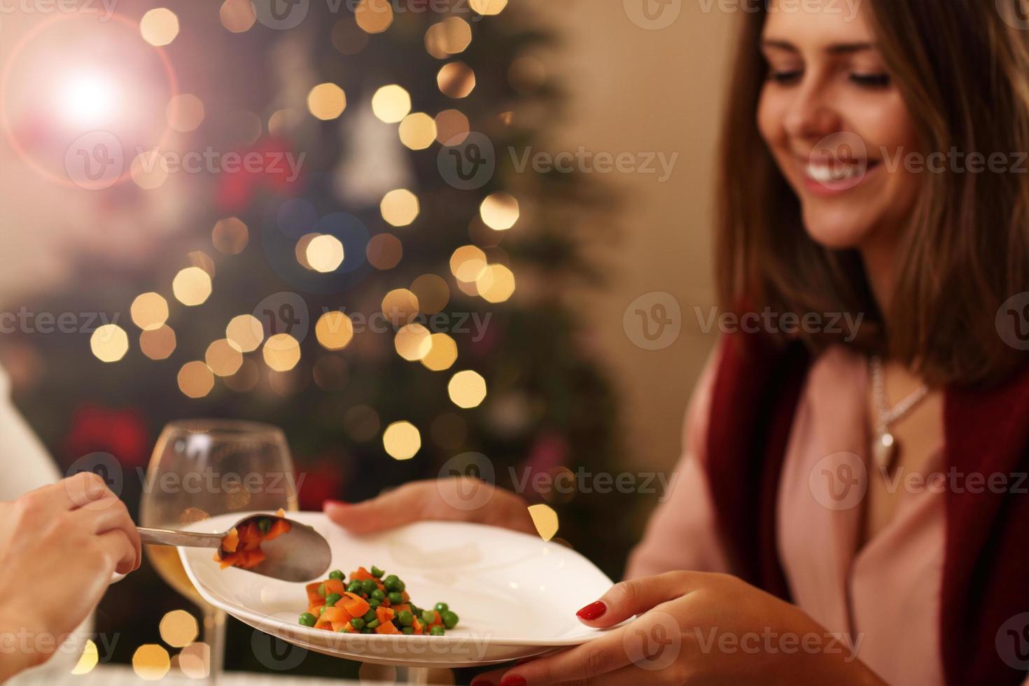 Group of friends celebrating Christmas photo