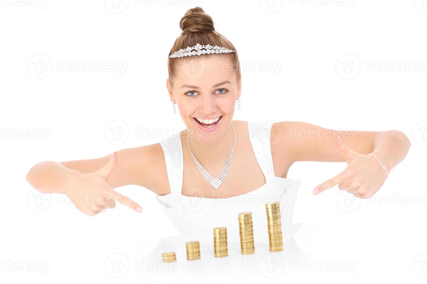 Happy bride with money photo