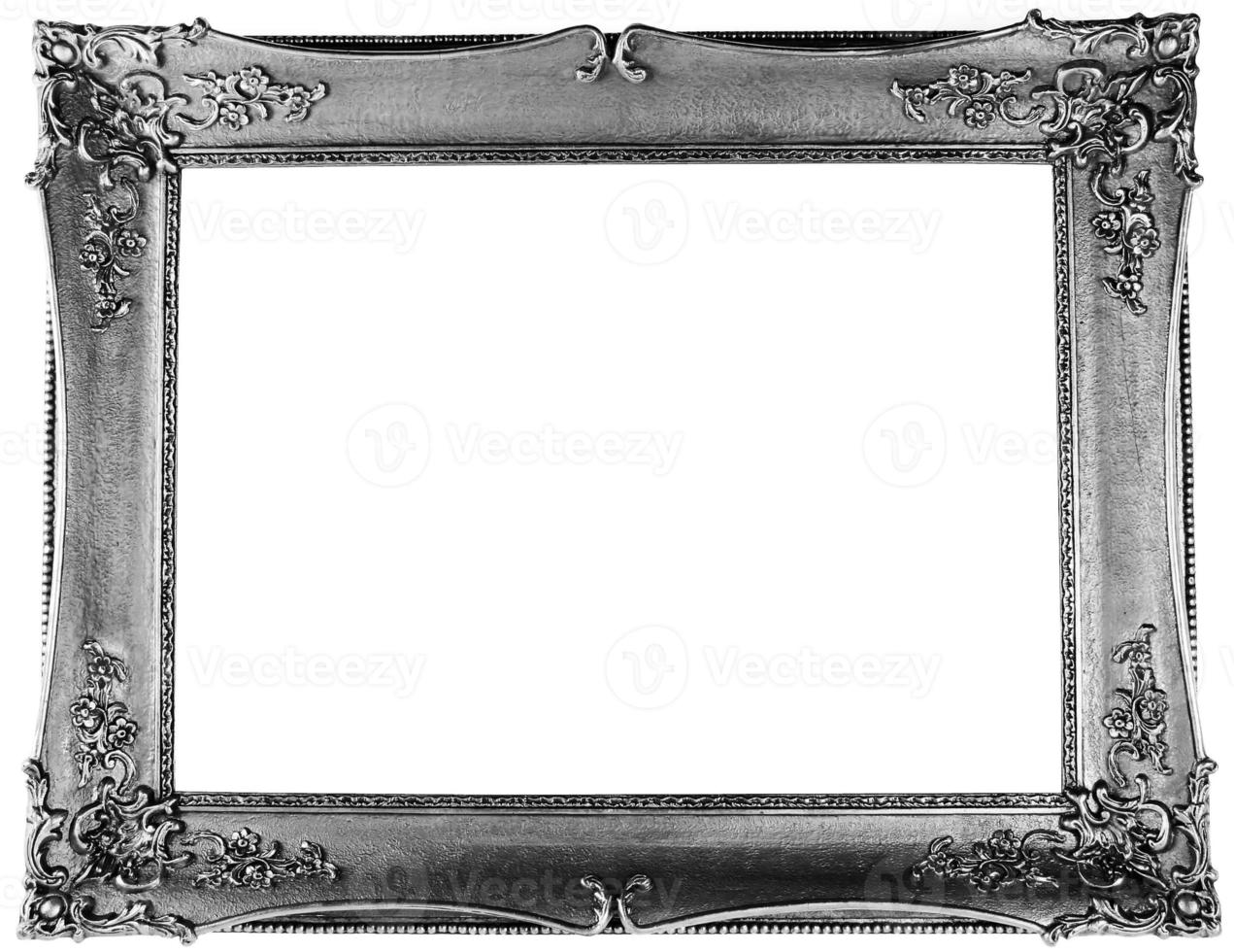 Silver frame on white background photo