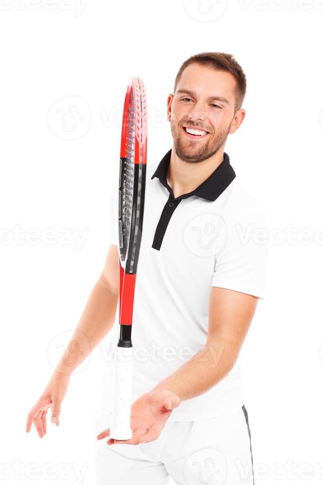 Tennis player showing tricks photo