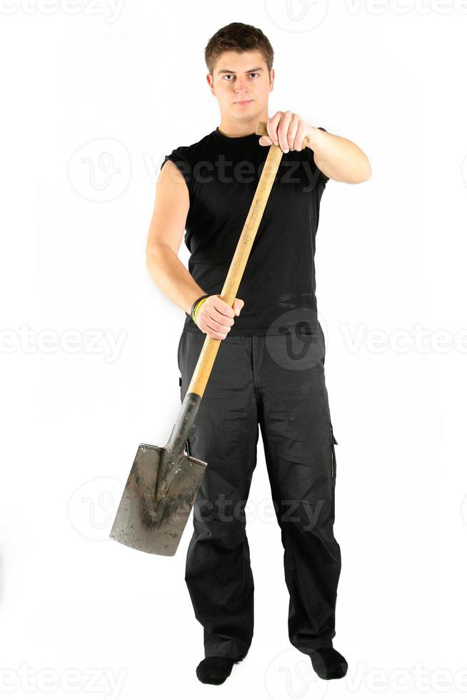 men in black with shovel photo