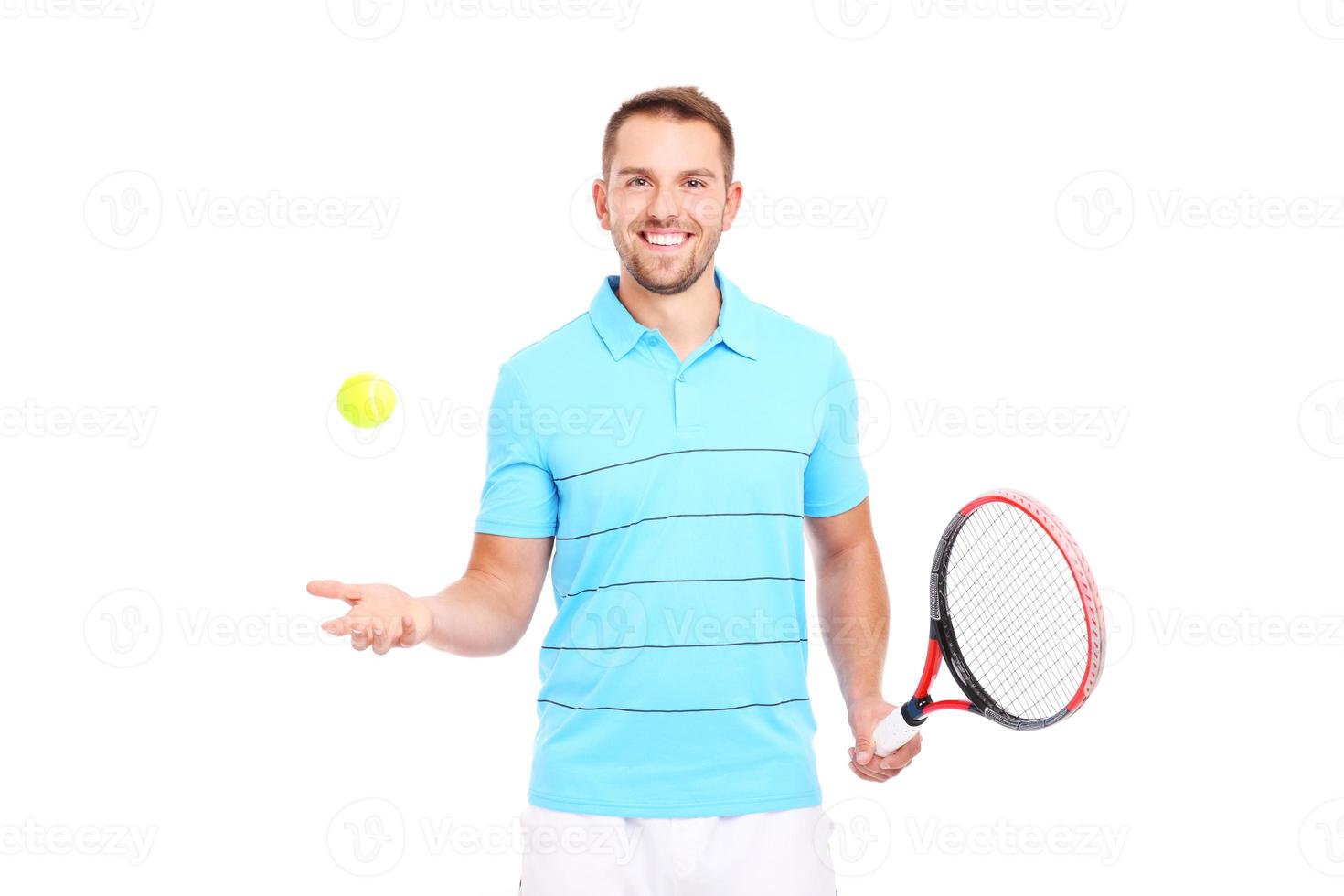 Happy tennis player photo