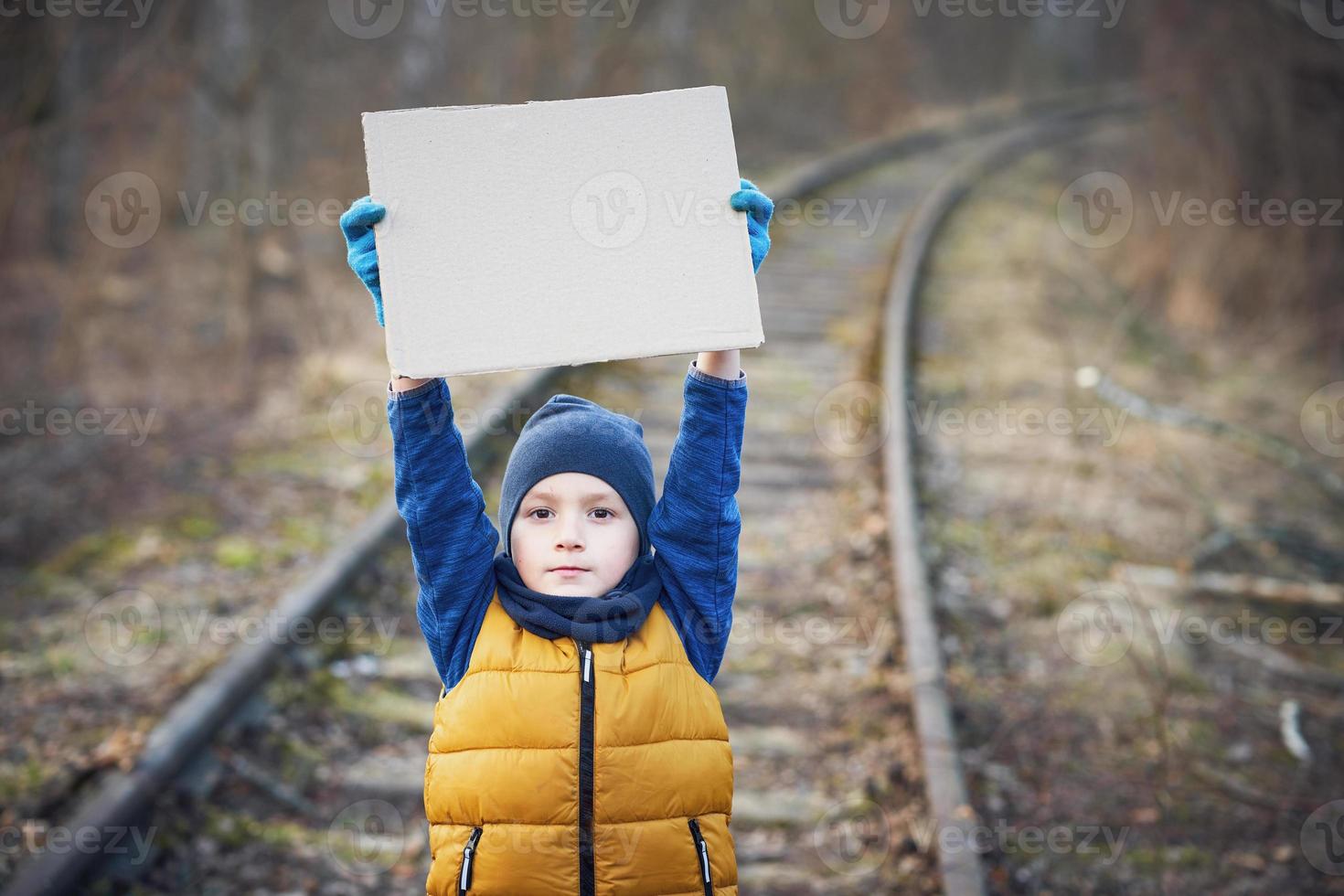 Picture of a child with a lot of love and peaceful message photo