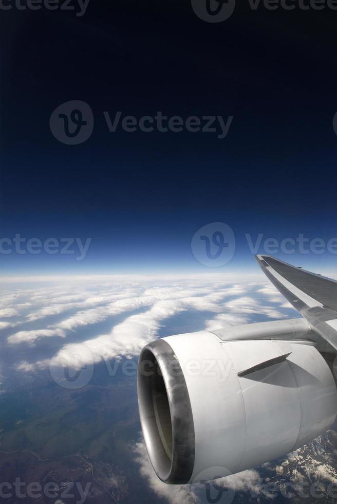 Plane engine in the air photo