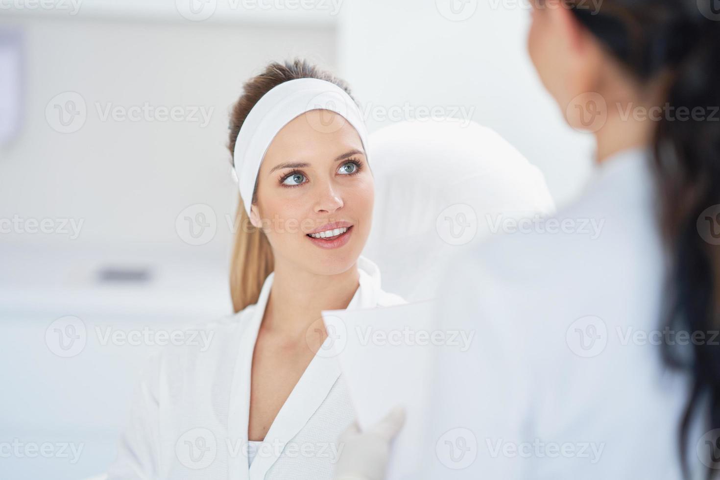 A scene of medical cosmetology treatments botox injection. photo