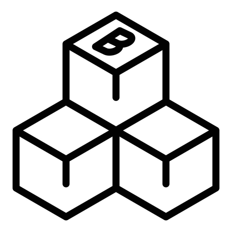 Blockchain cubes icon, outline style vector