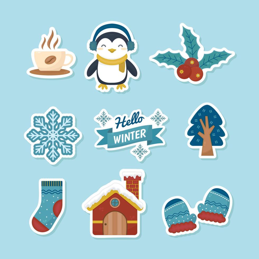 Winter Stickers Set vector