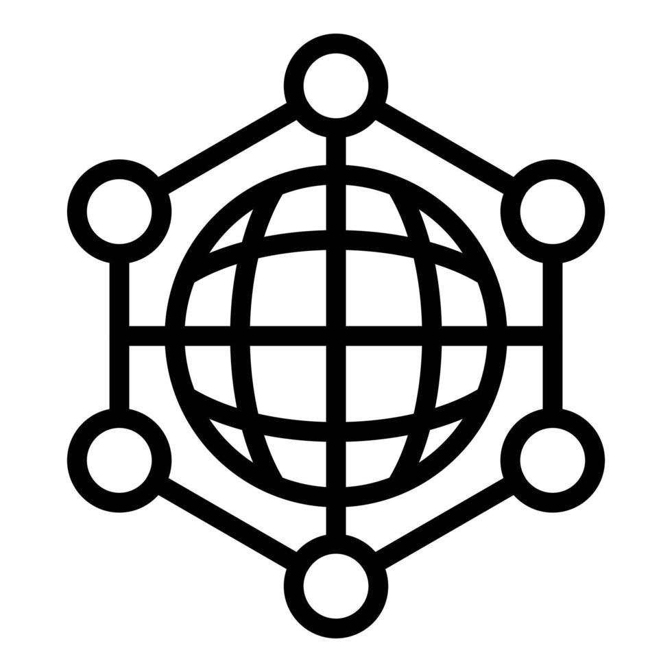 Big data globe icon, outline style vector