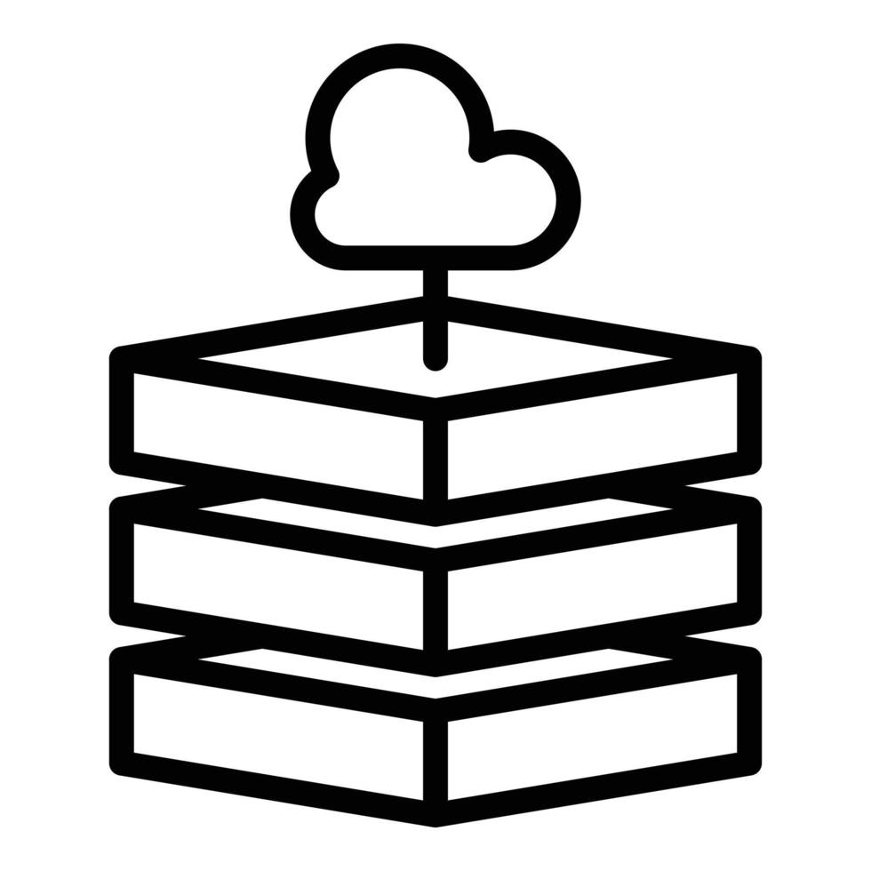 Cloud storage icon, outline style vector