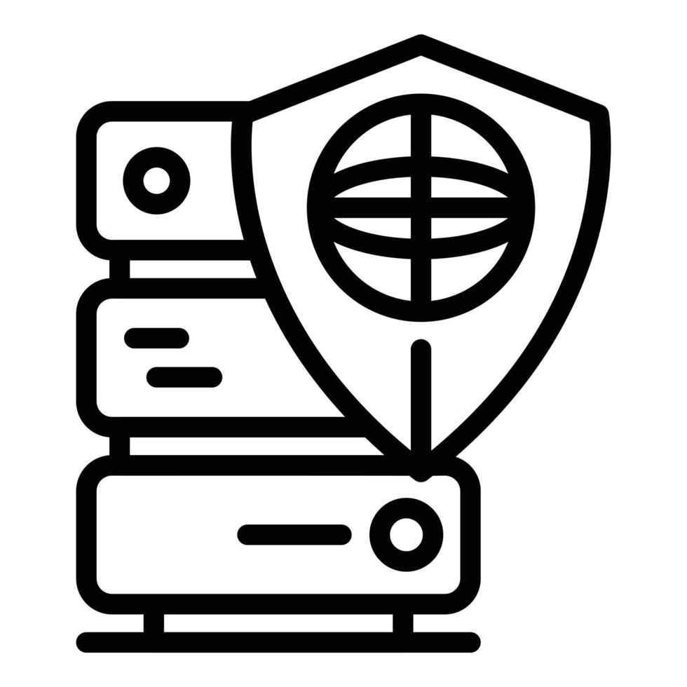 Secured data server icon, outline style vector