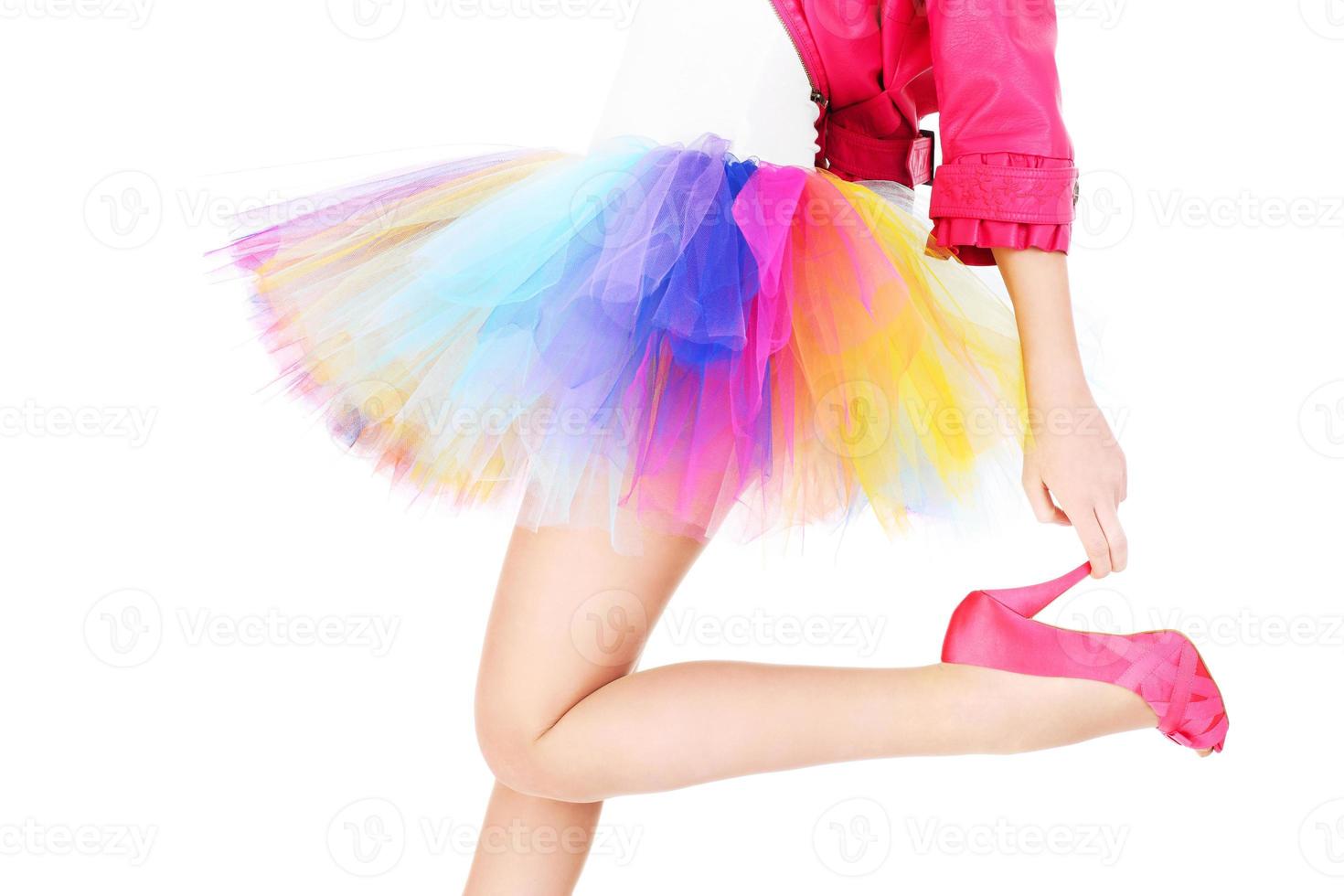 Woman in colorful ballerina skirt photo