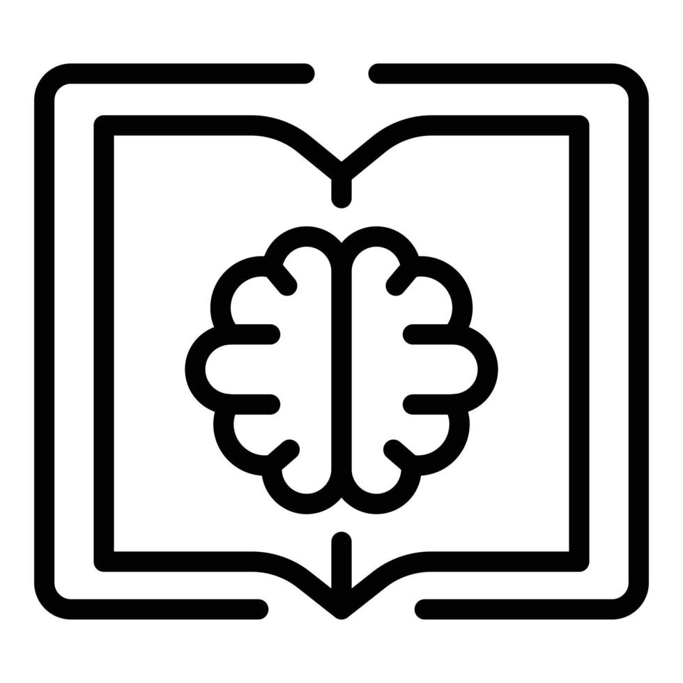 libro, cerebro, icono, contorno, estilo vector