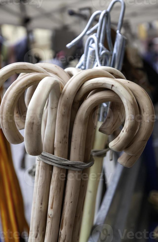 Wooden sticks in a market photo