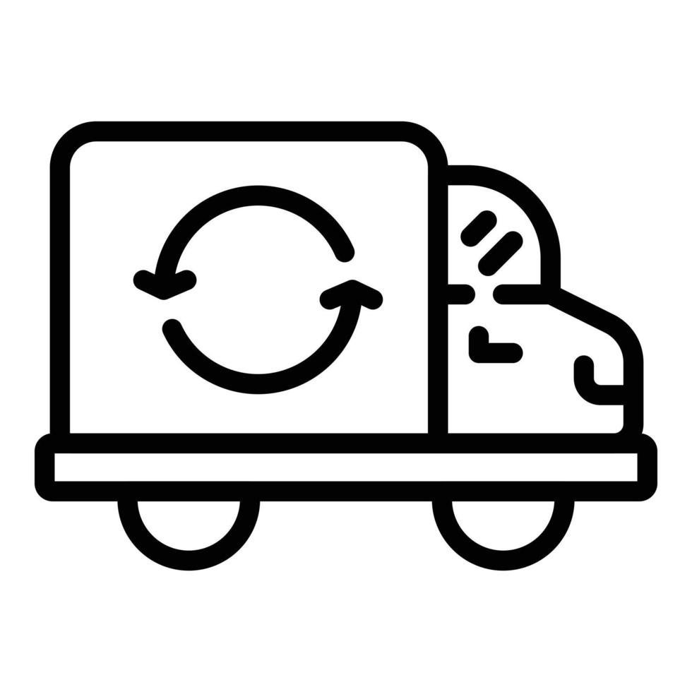 icono de coche de paquete de devolución, estilo de esquema vector