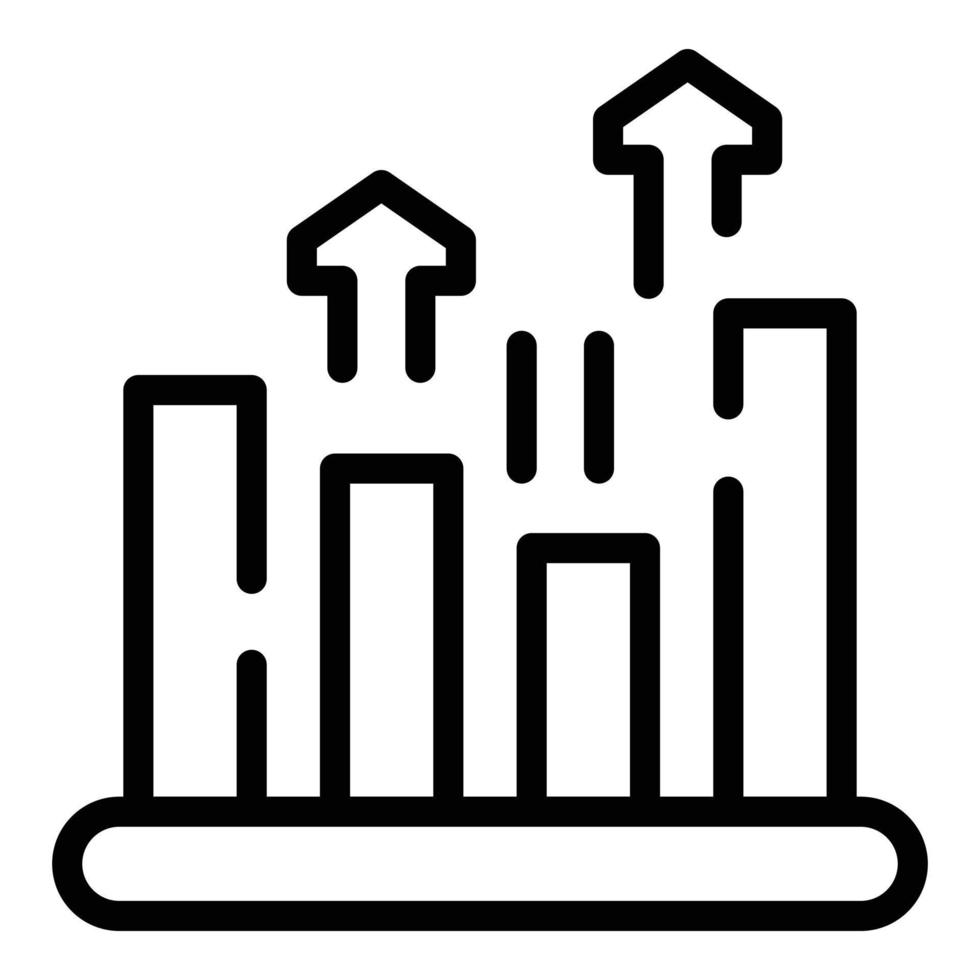 Result money graph chart icon, outline style vector