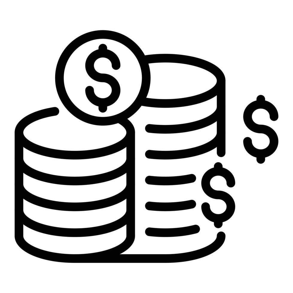 Result money coin stack icon, outline style vector