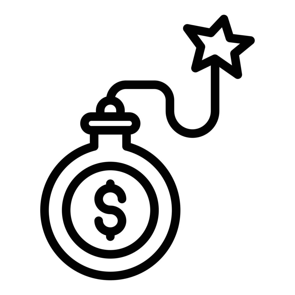Result money bomb icon, outline style vector