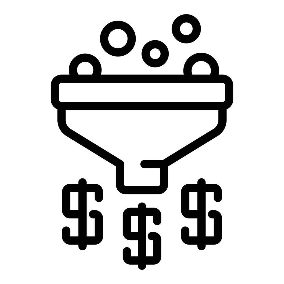 Result money funnel icon, outline style vector