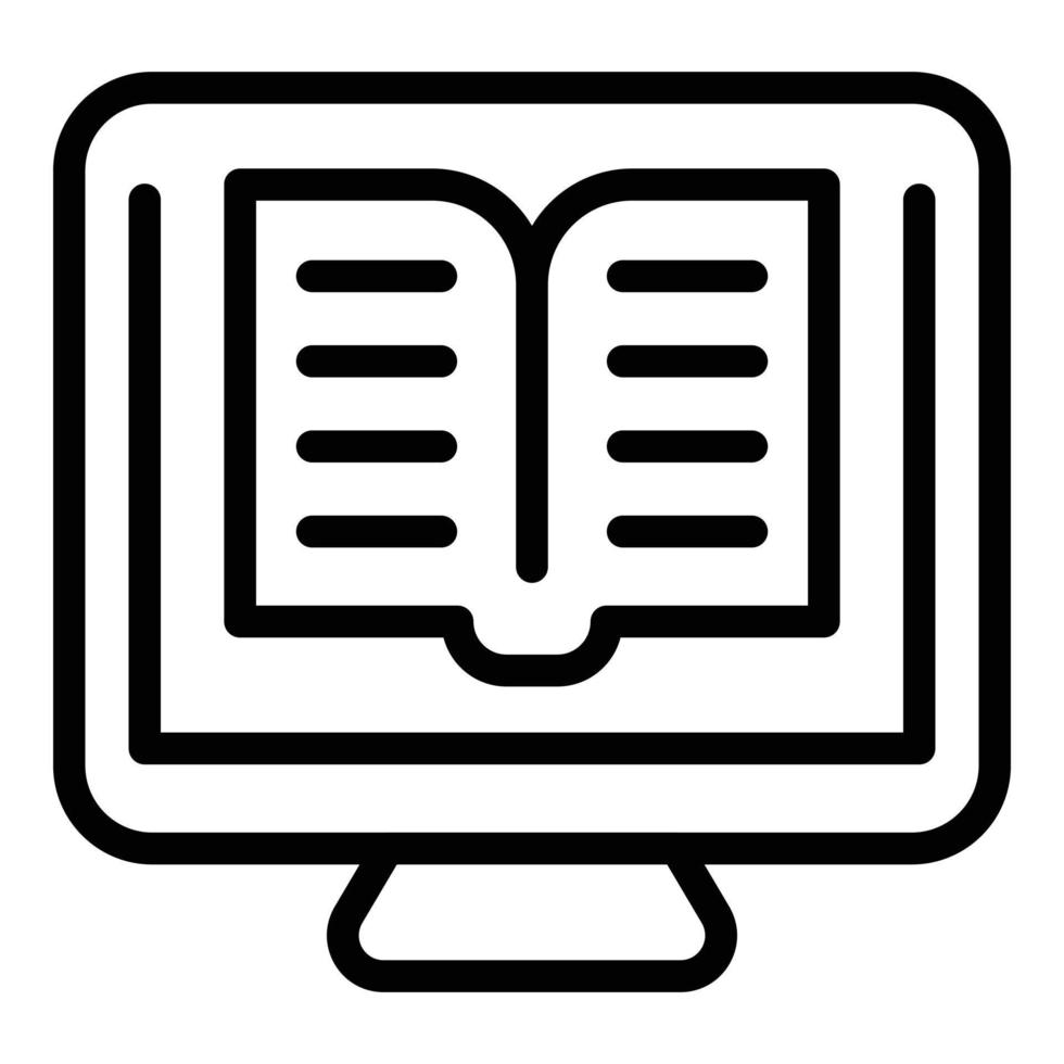 Online book market studies icon, outline style vector