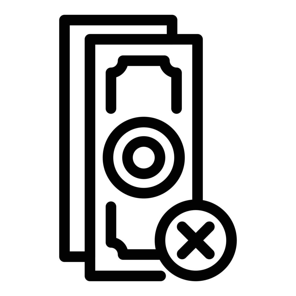 Reject payment cancellation icon, outline style vector