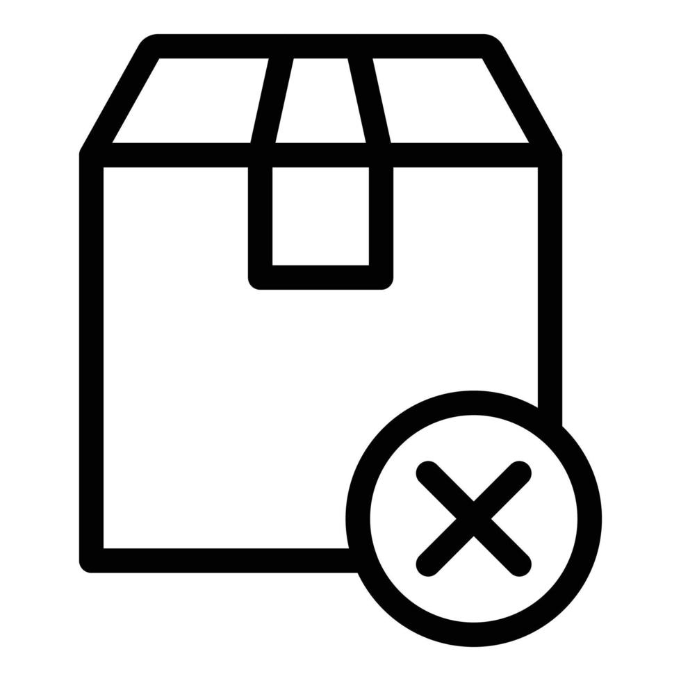 Parcel payment cancellation icon, outline style vector