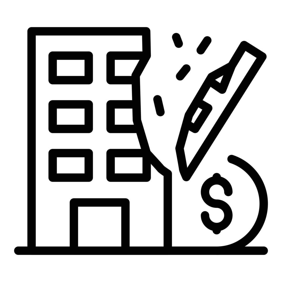 Building compensation icon, outline style vector