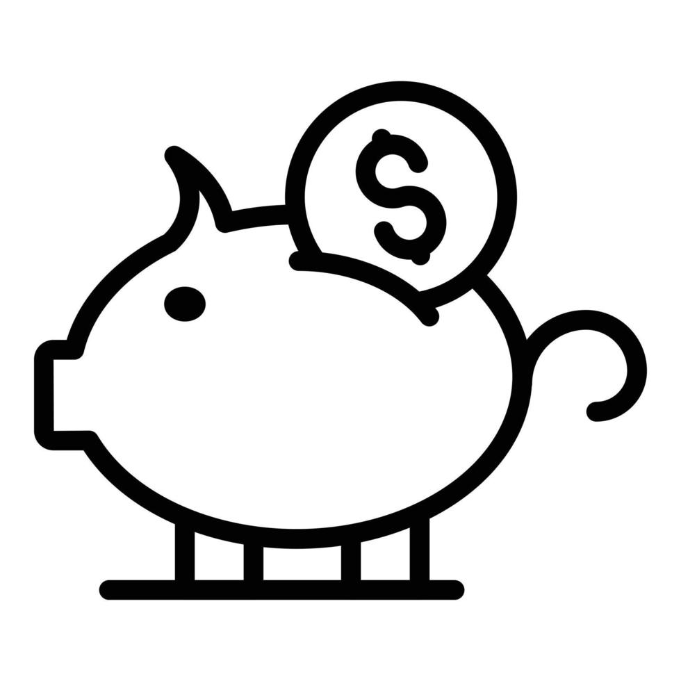 Piggy bank compensation icon, outline style vector