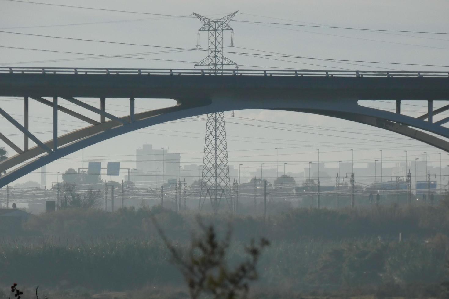 Modern bridge spanning a river, an engineering feat photo