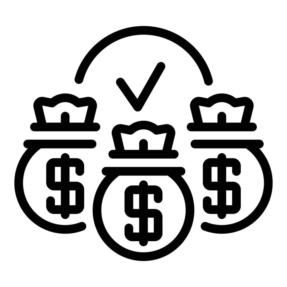 Liability money bag icon, outline style vector