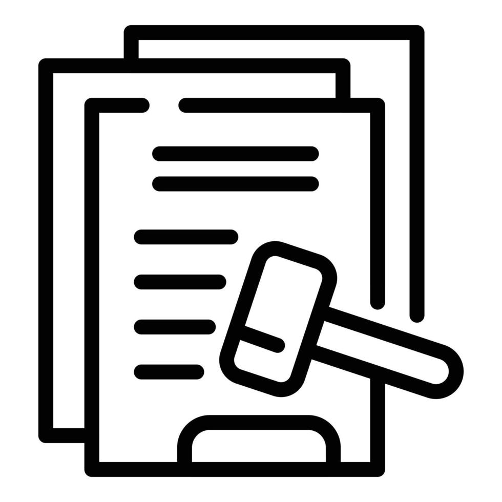 Liability gavel icon, outline style vector