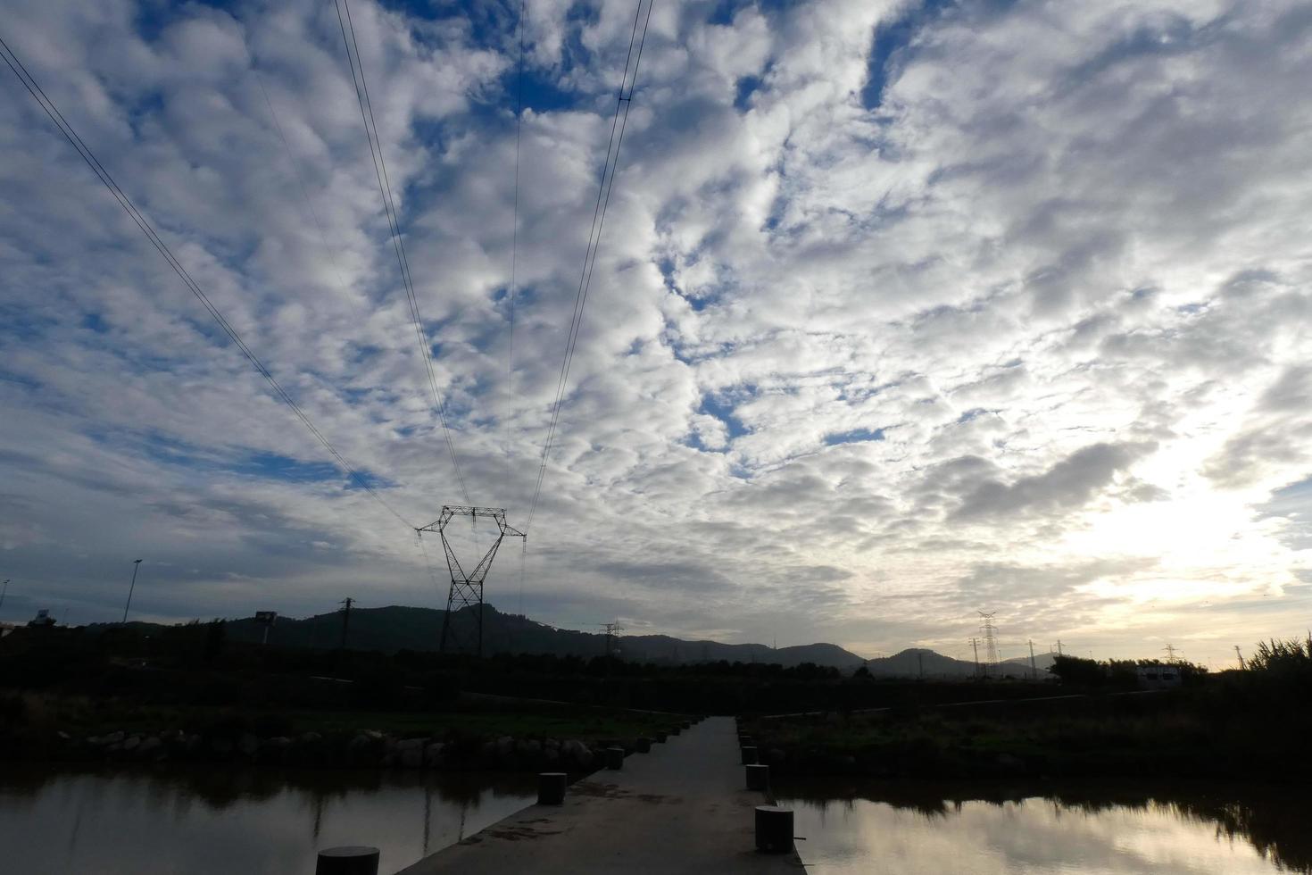 Scattered clouds in the sky indicating a change in weather. photo