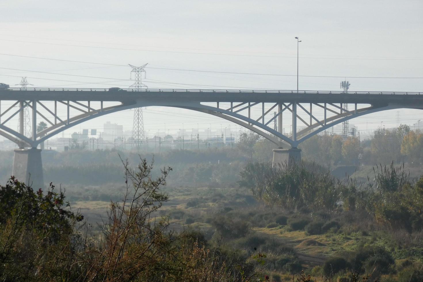 Modern bridge spanning a river, an engineering feat photo