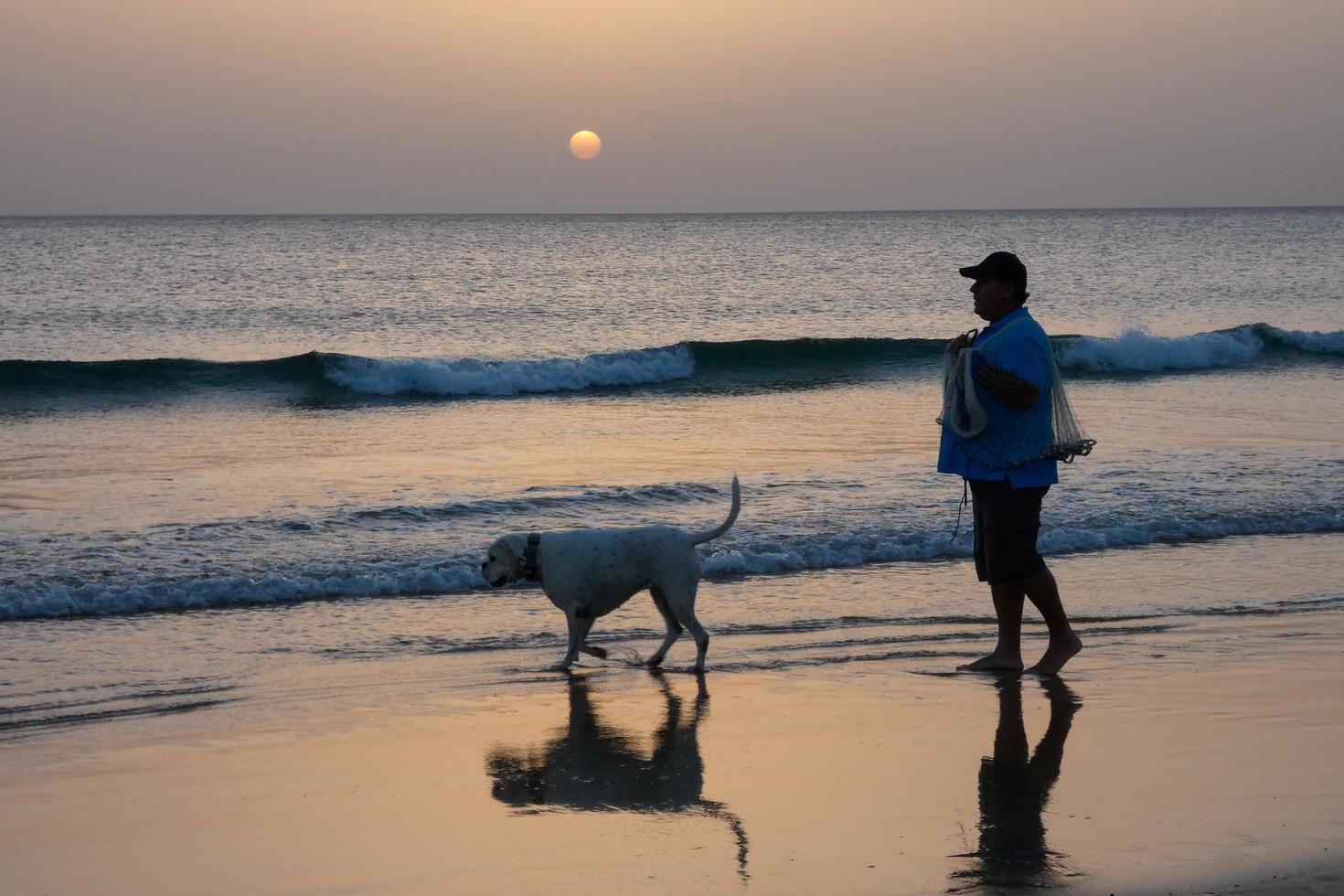 Beach shore fishing, traditional fishing as a hobby photo