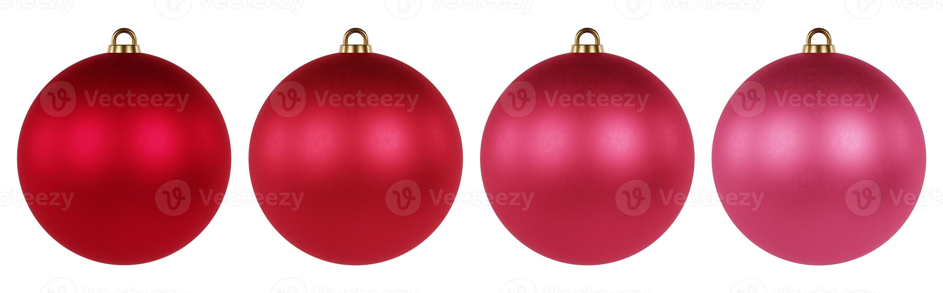 Christmas Scarlet Sage red balls baubles. Christmas ornament set isolated on white background. 3D rendering. photo