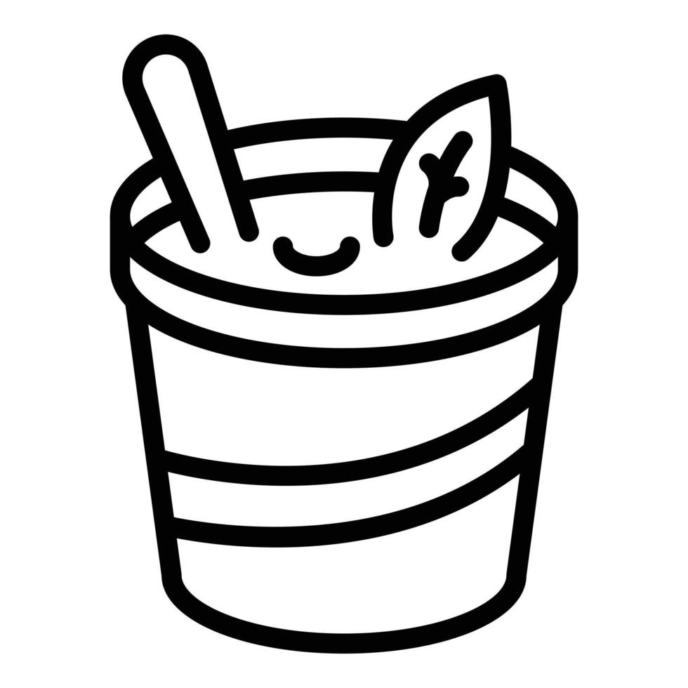 icono de contenedor de comida caliente, estilo de esquema vector